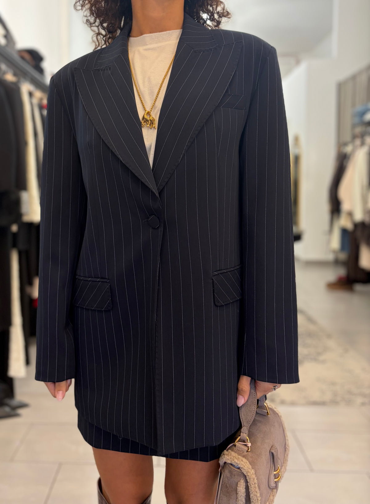 Blazer over gessato blu Silence Limited