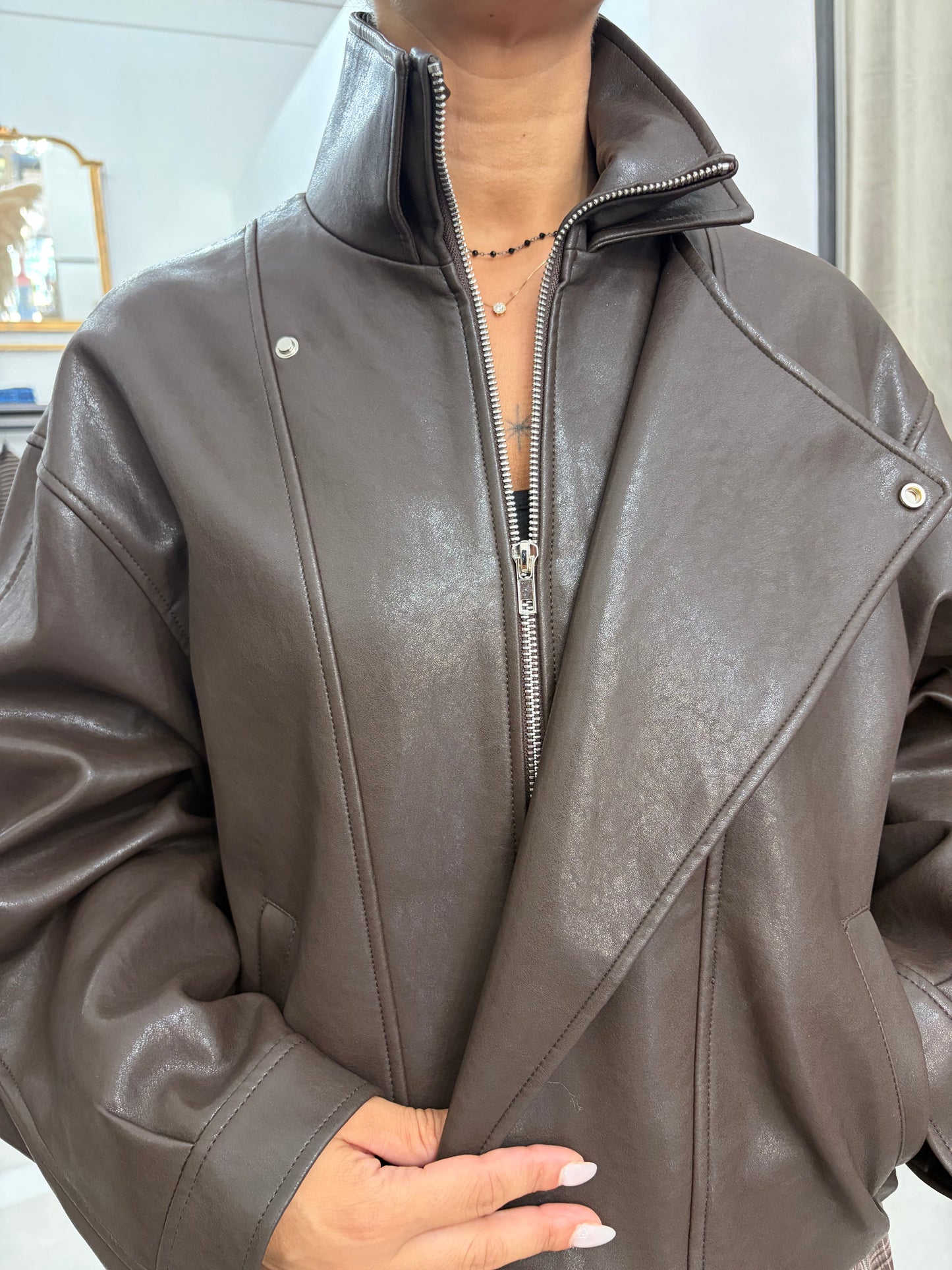Bomber oversize moro Eleh ecopelle