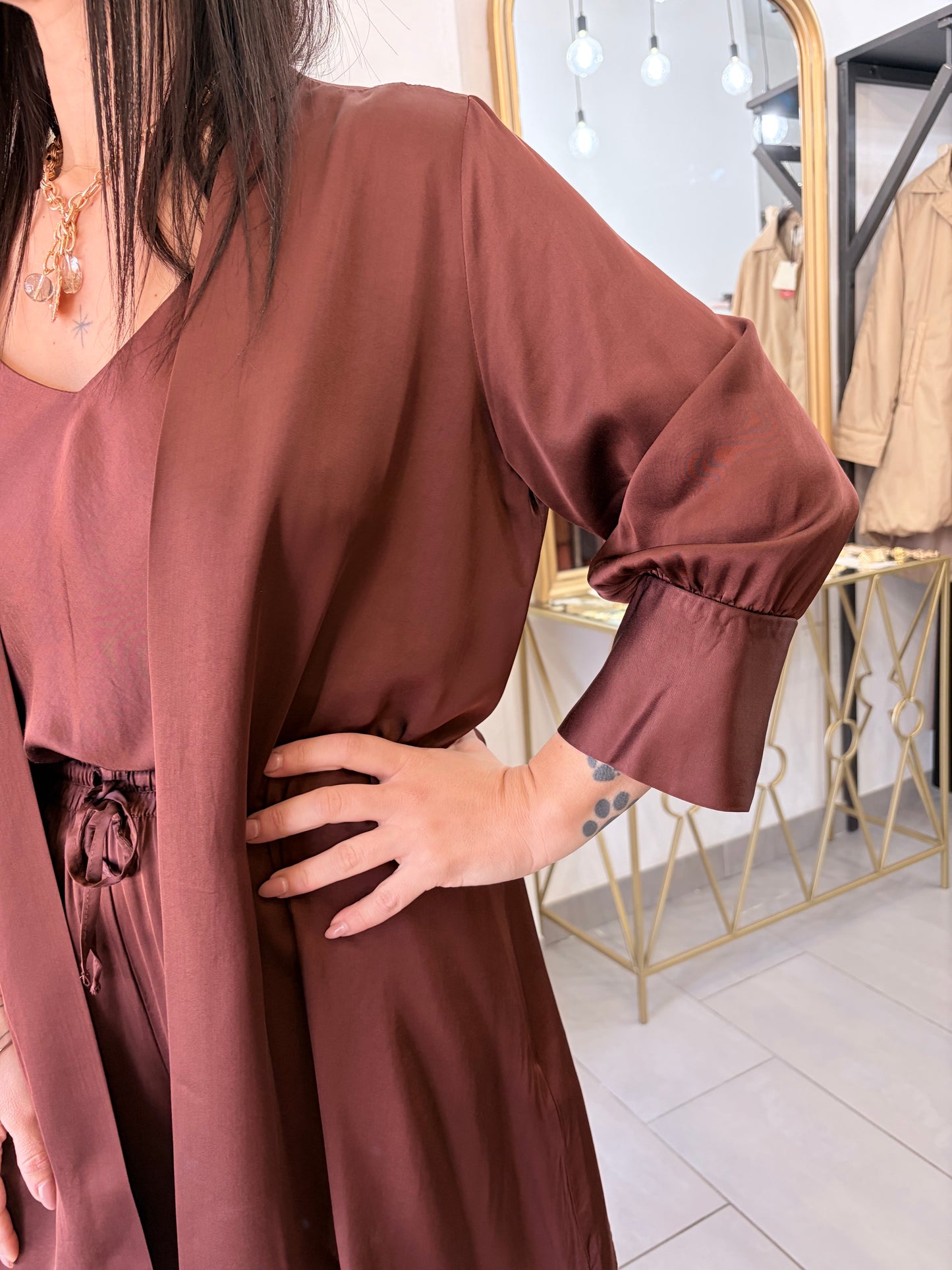 Giacca in satin Dixie cioccolato