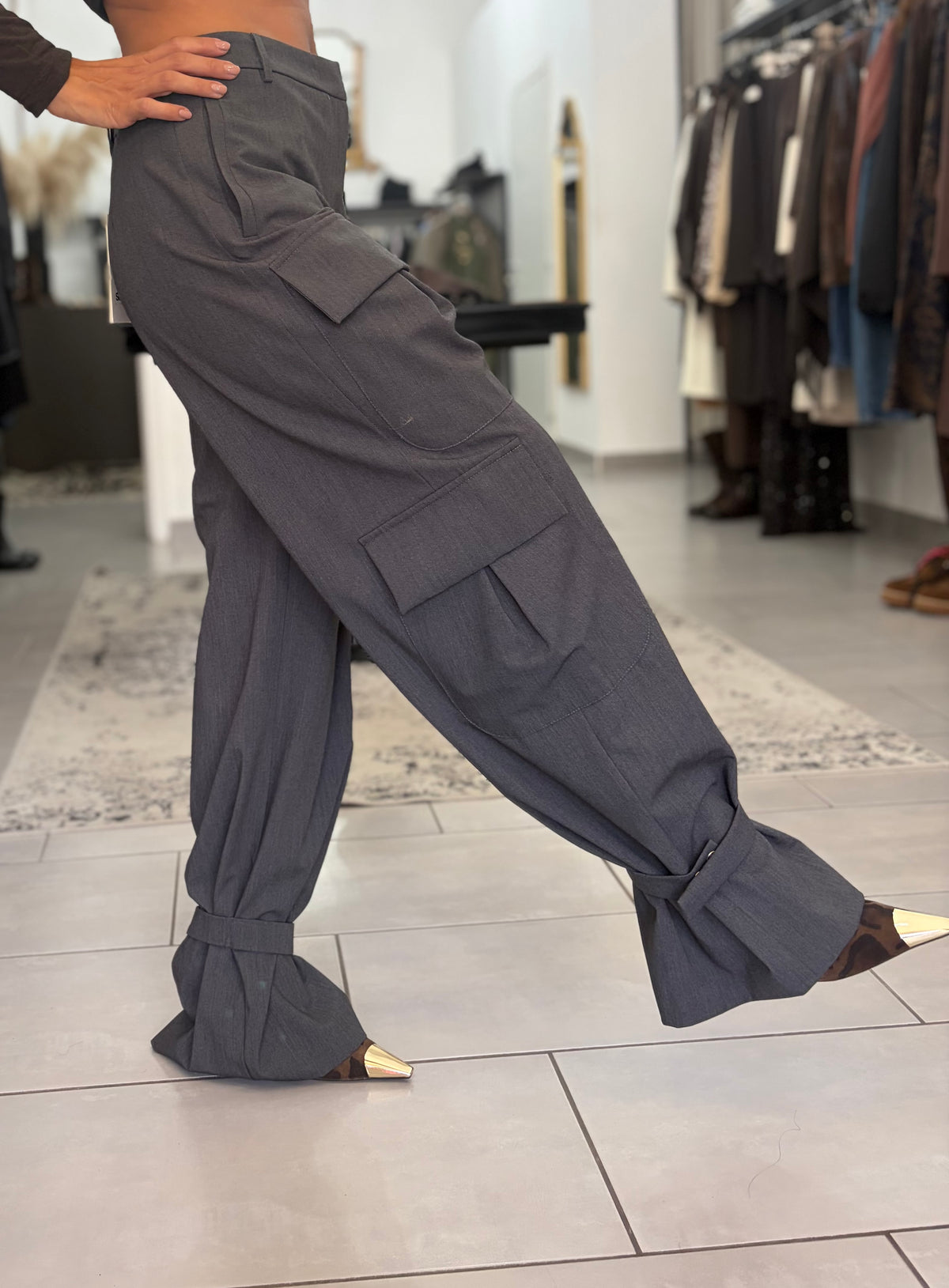 Pantaloni cargo sartoriali grigi Silence Limited