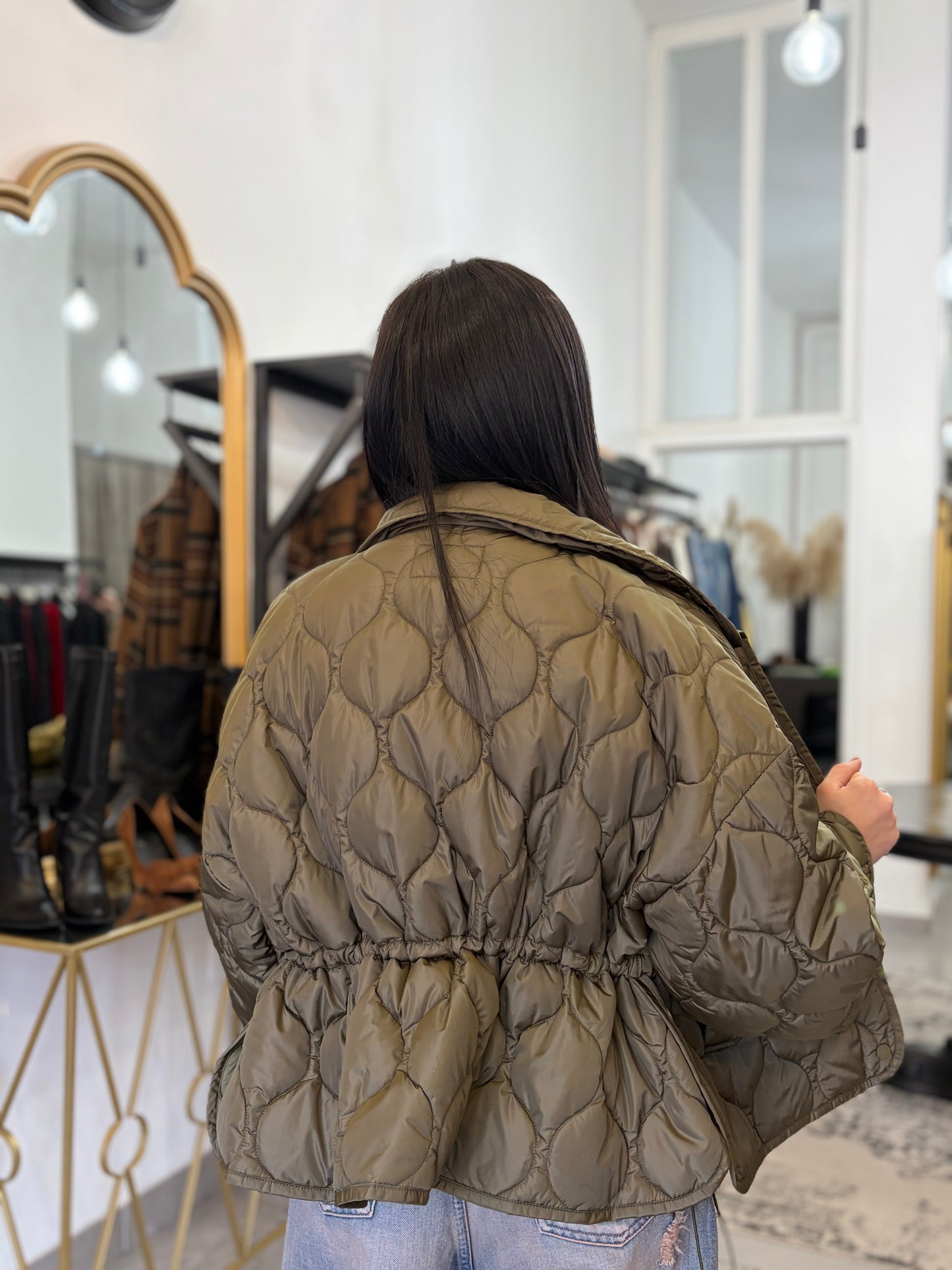 Giubbino trapuntato verde militare vicolo