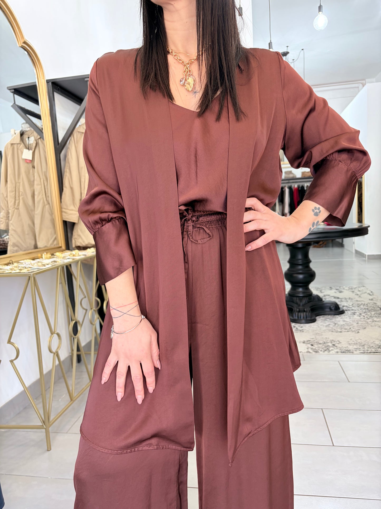 Giacca in satin Dixie cioccolato
