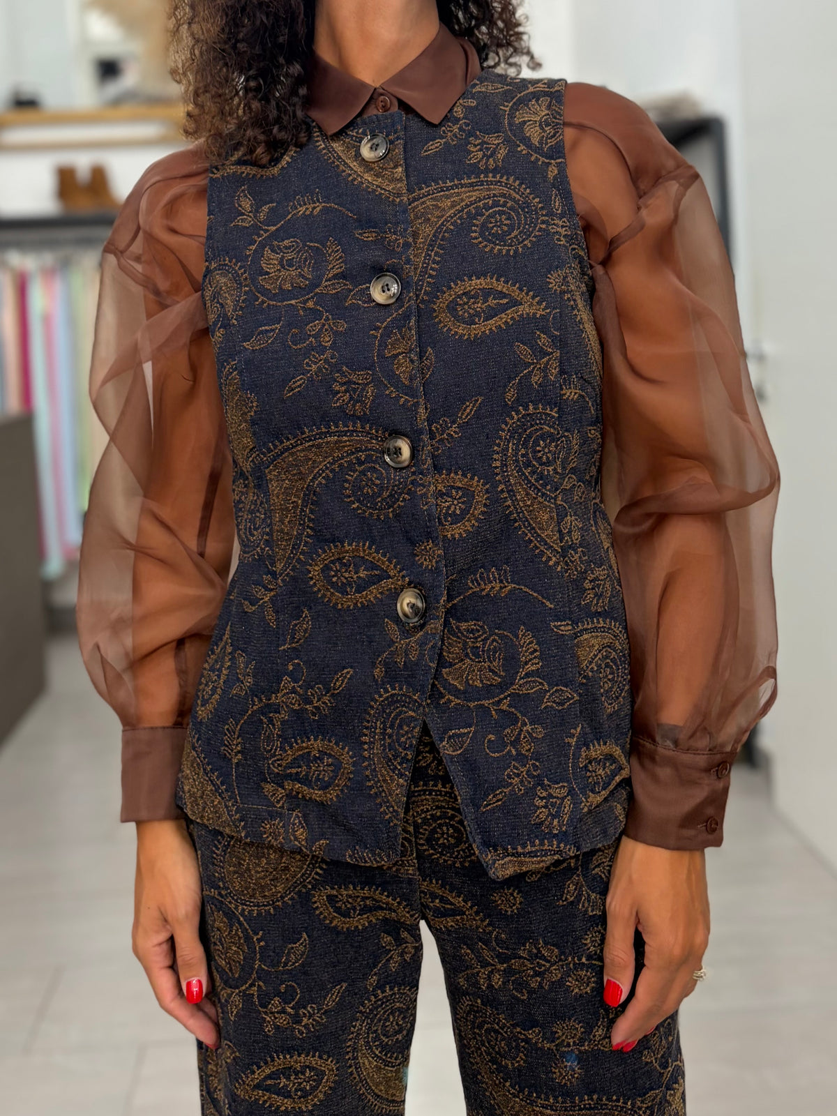 Gilet damascato Denim