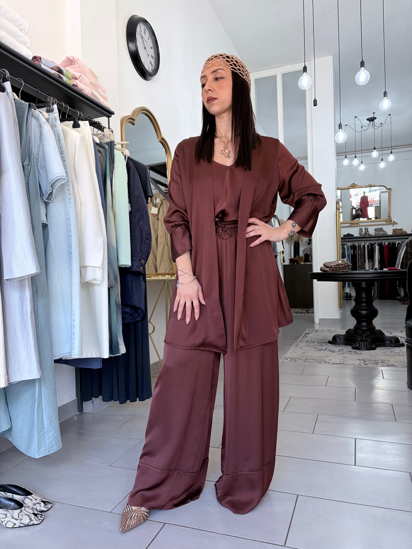 Giacca in satin Dixie cioccolato