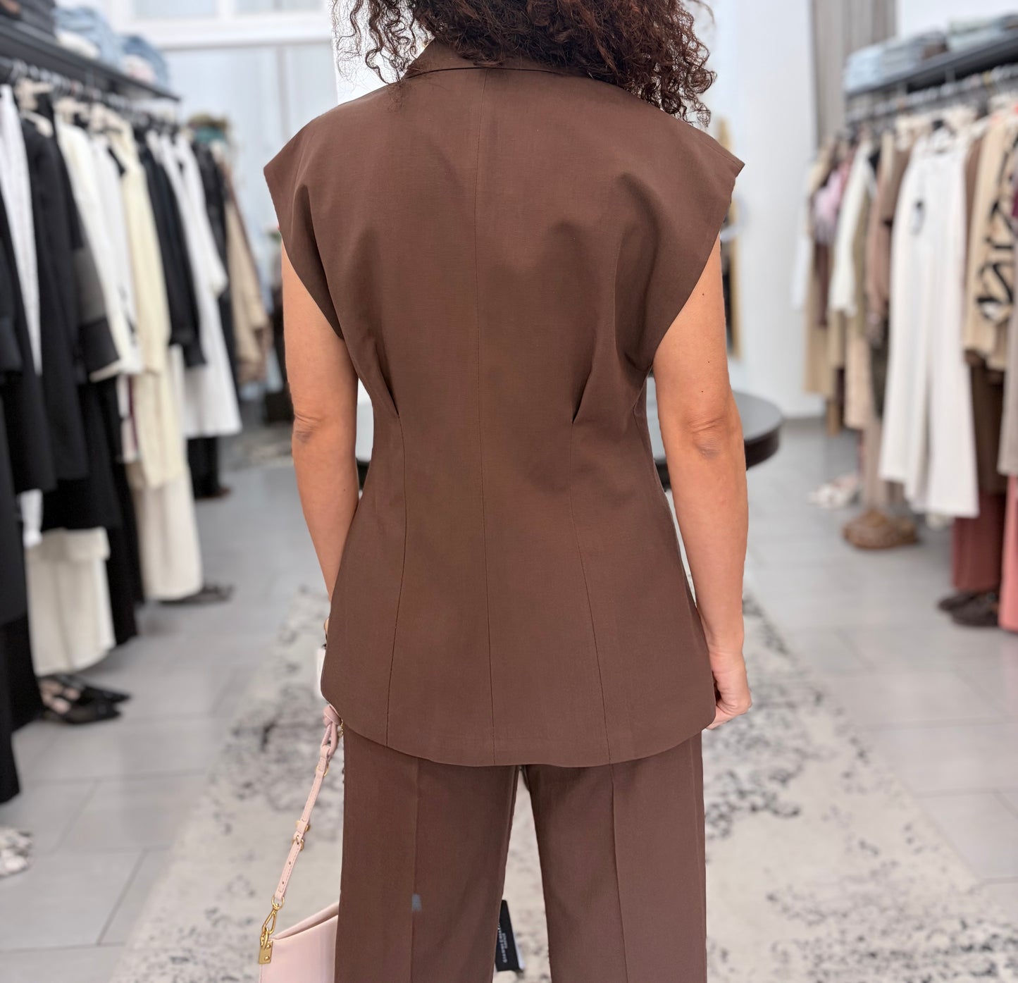 Gilet in lino marrone Vicolo