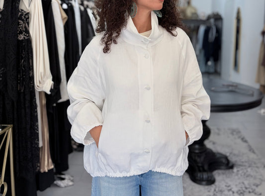 Bomber bianco in lino Vicolo