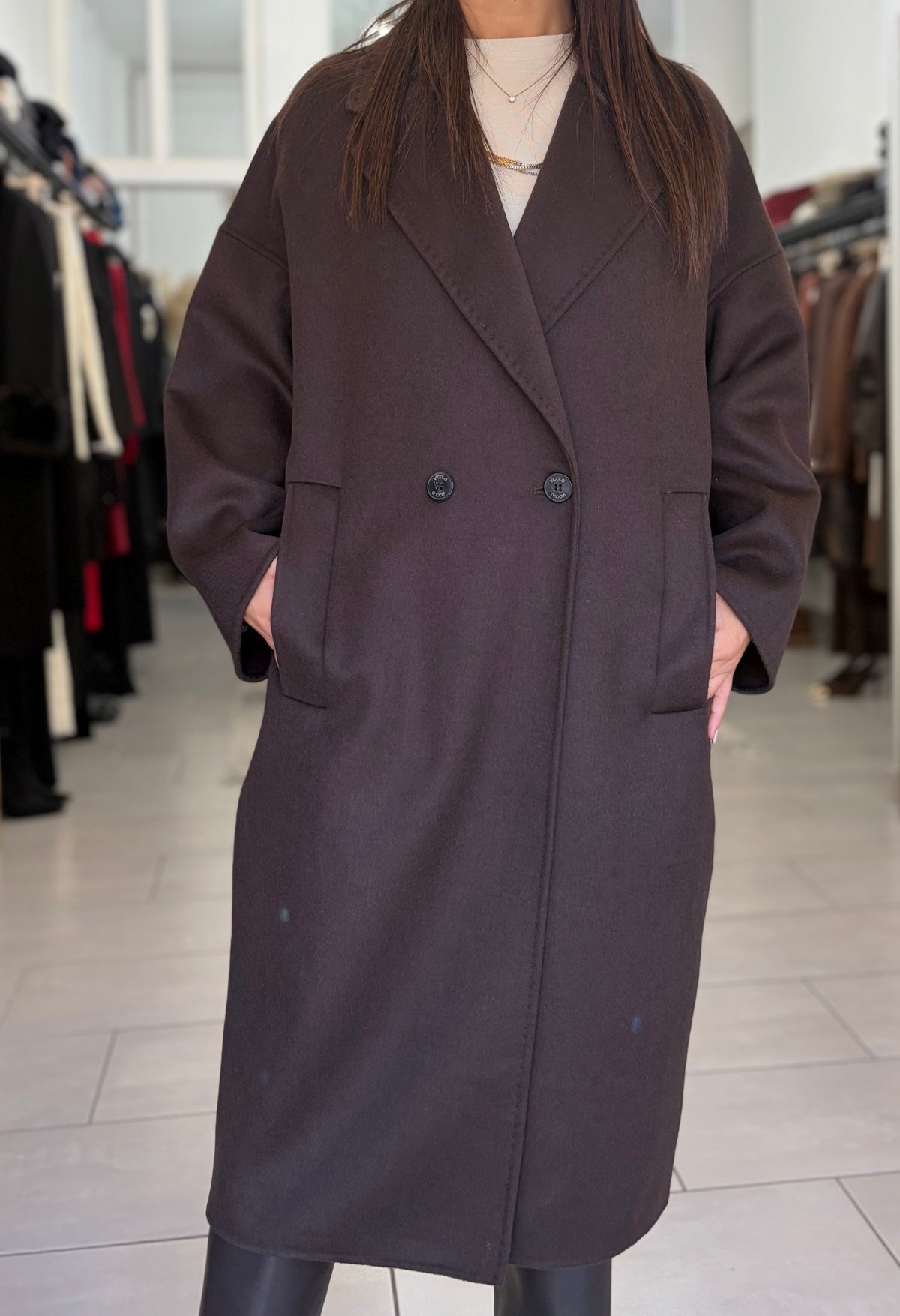 Cappotto lungo doppio petto moto Vicolo 50% lana  50% poliestere