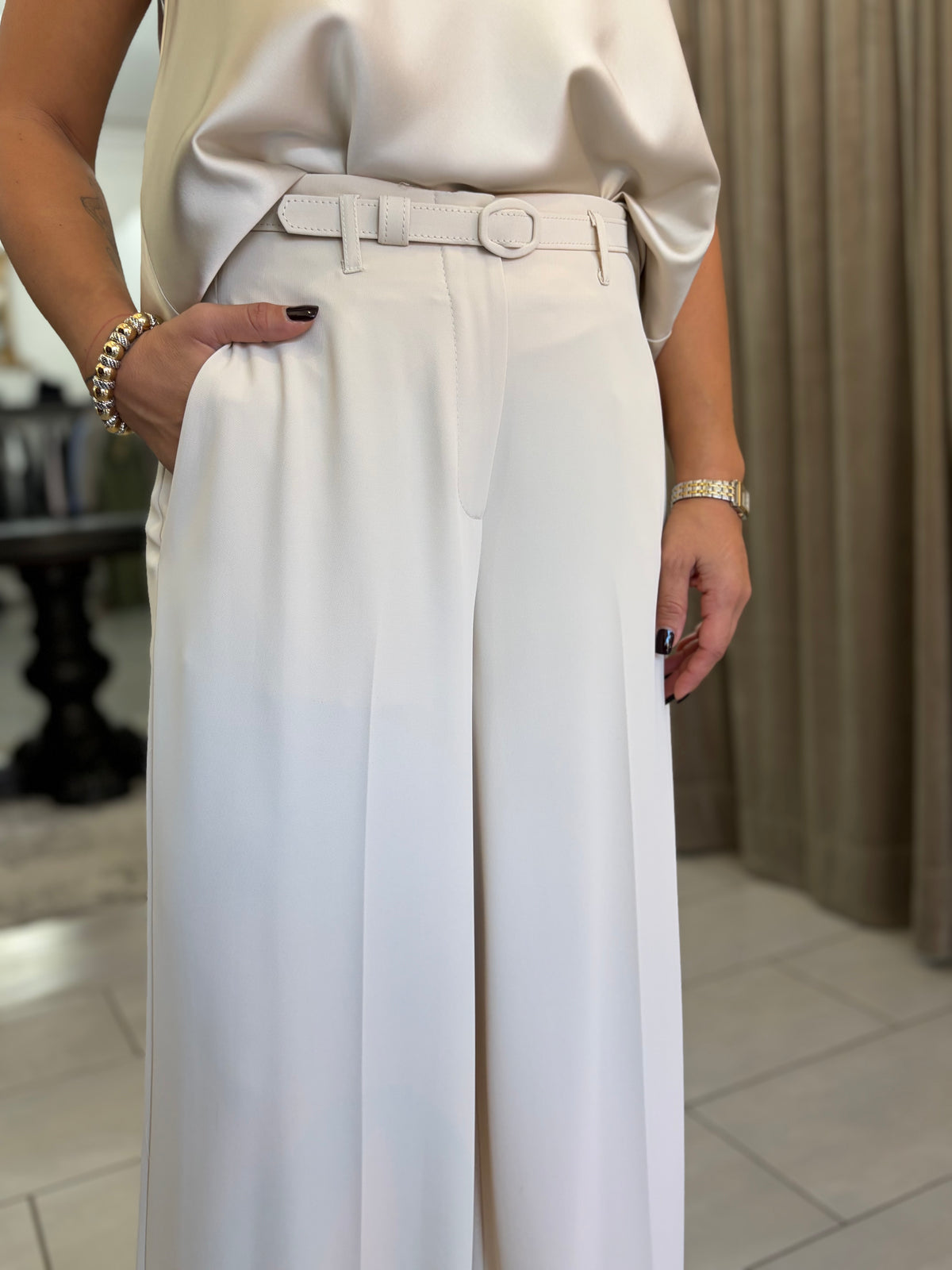 Pantalone fluido cintura incorporata Imperial burro