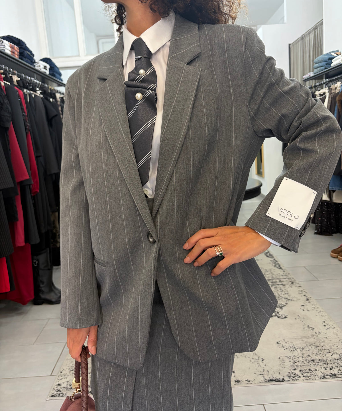 Blazer monopetto gessato grigio chiaro della collezione Vicolo