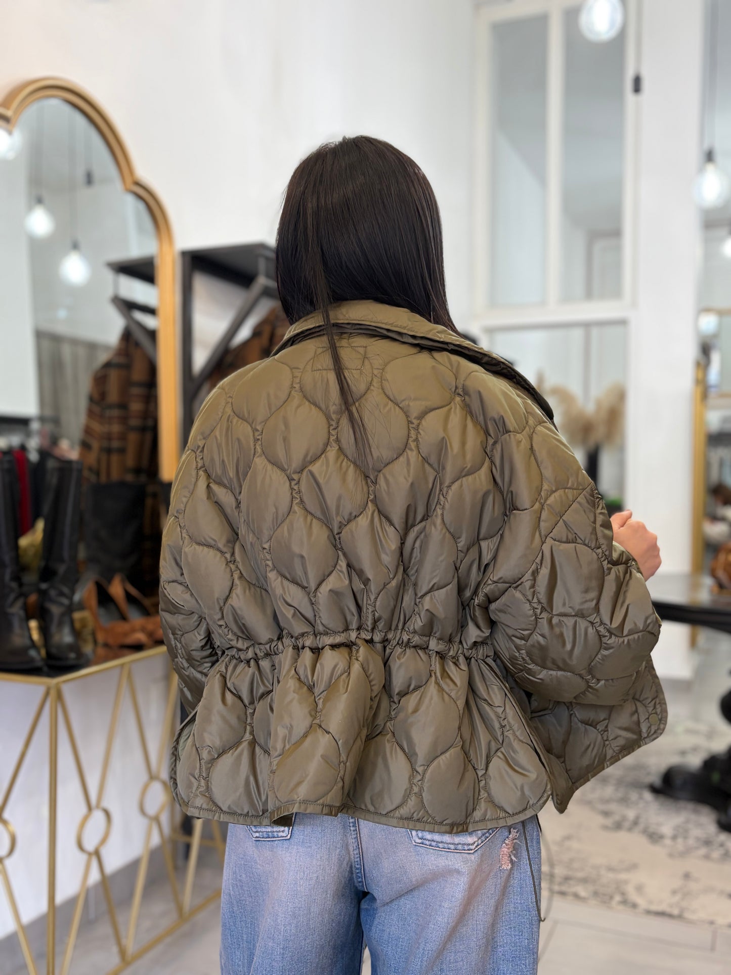 Giubbino trapuntato verde militare vicolo