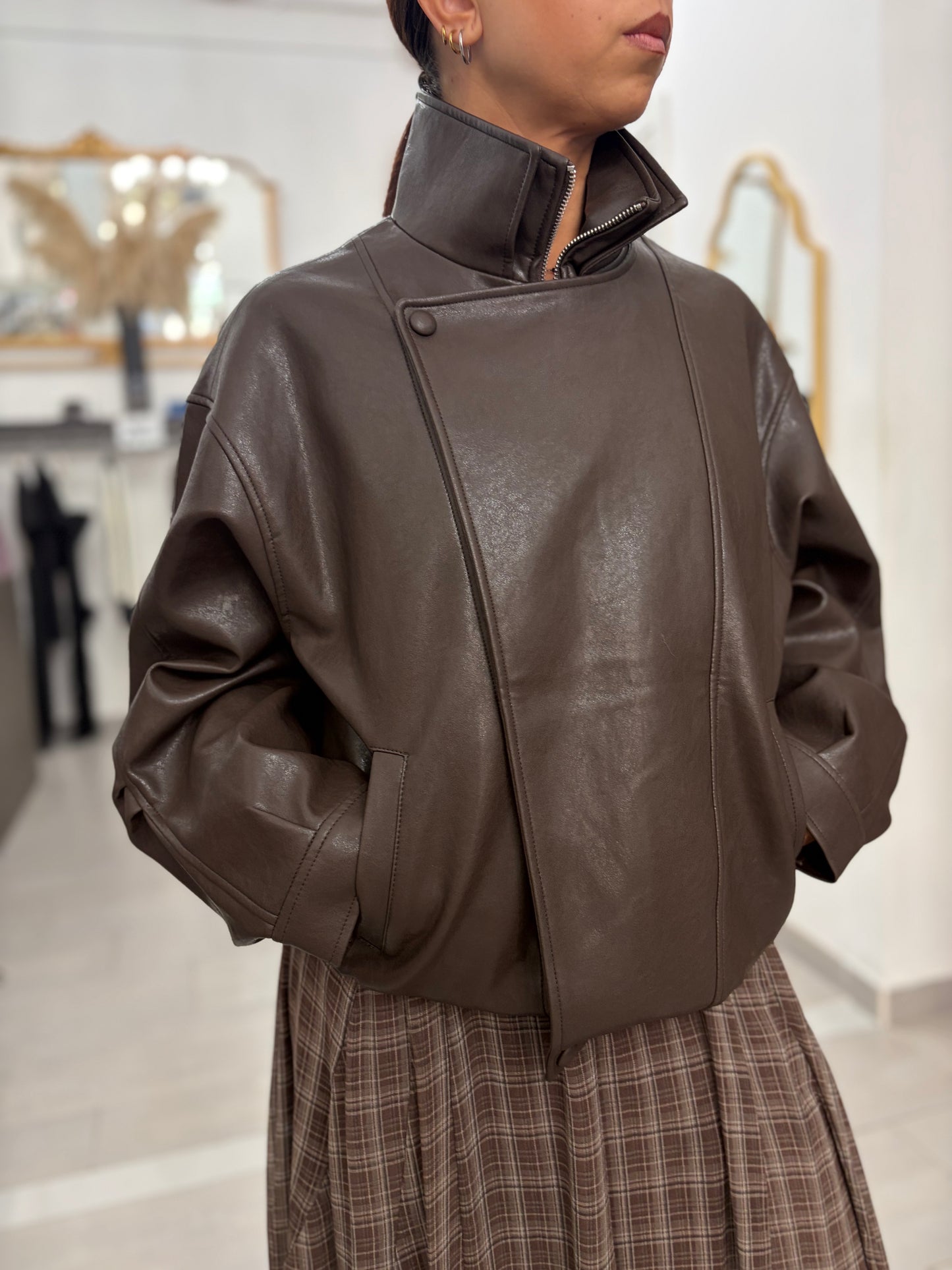 Bomber oversize moro Eleh ecopelle