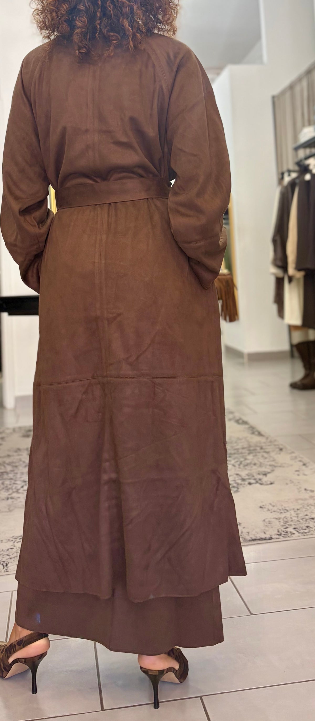 Trench marrone effetto camoscio Eleh