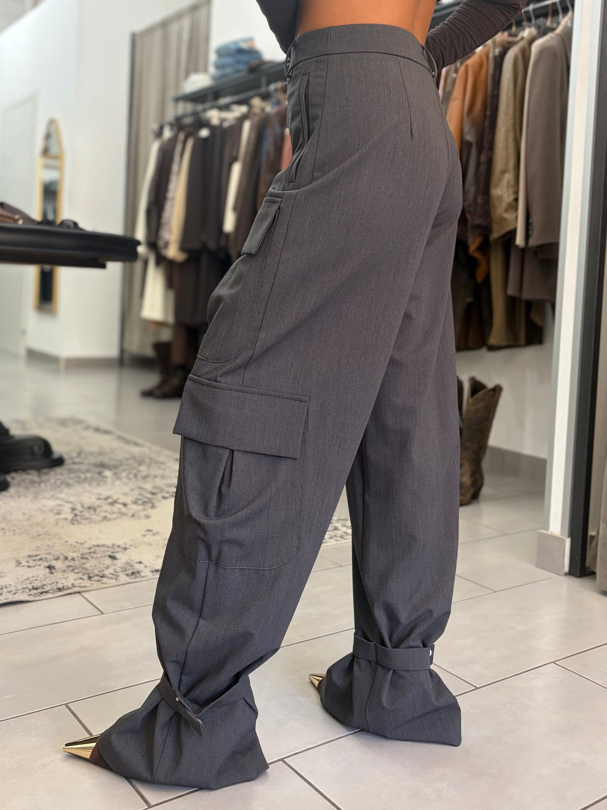 Pantaloni cargo sartoriali grigi Silence Limited