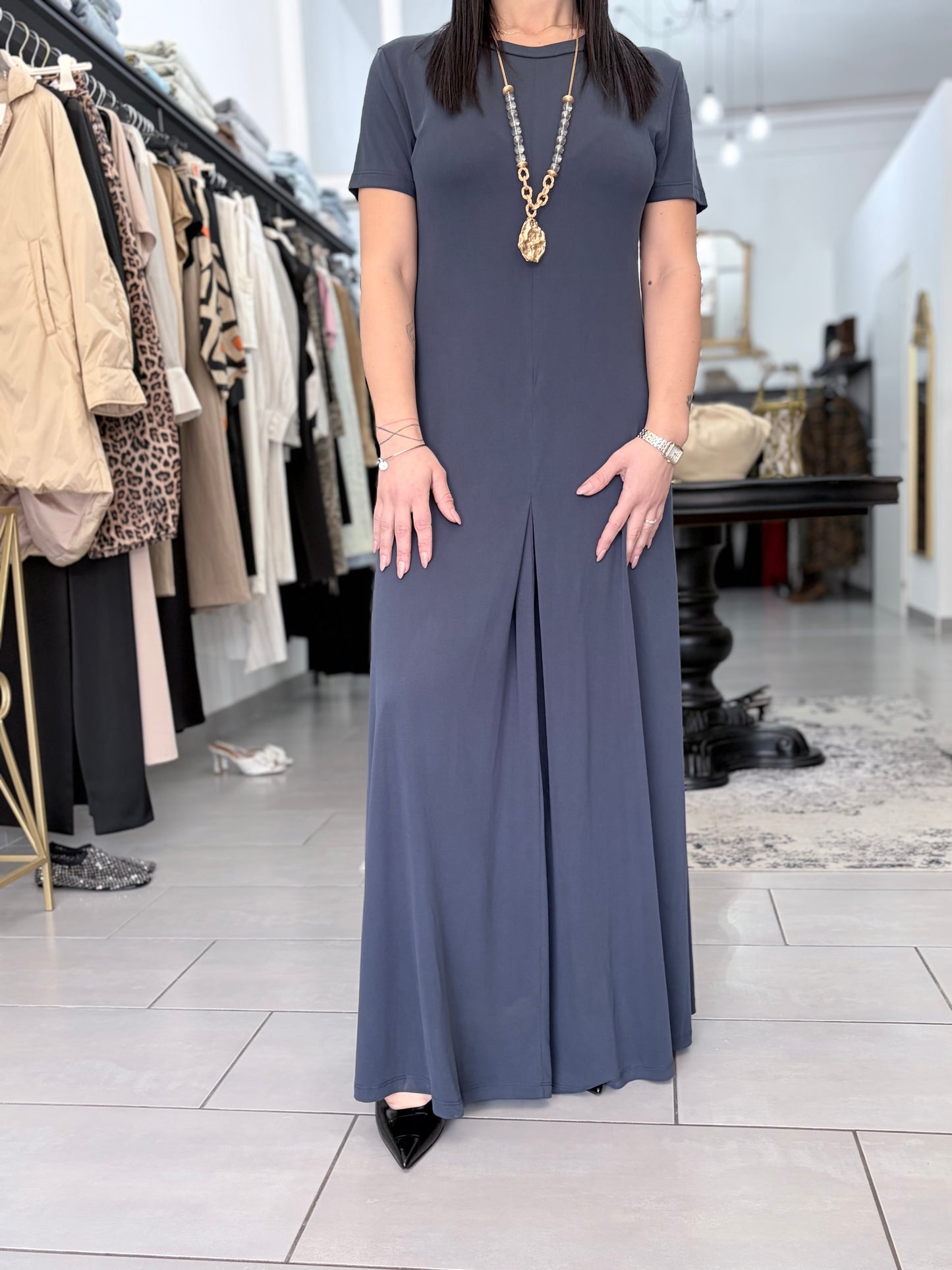 Abito lungo blu in Jersey Eleh