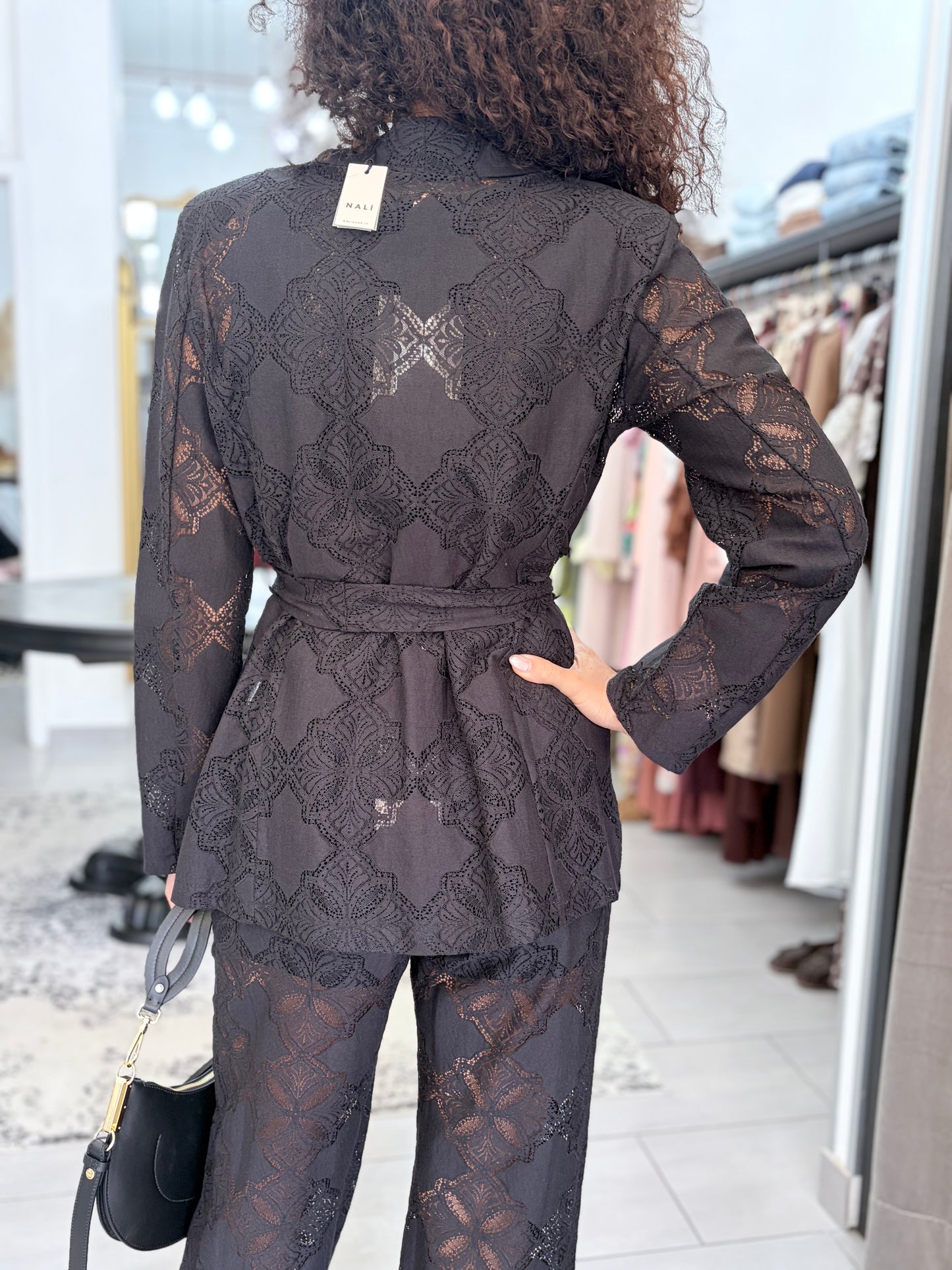 Blazer ricamo nero con fusciacca