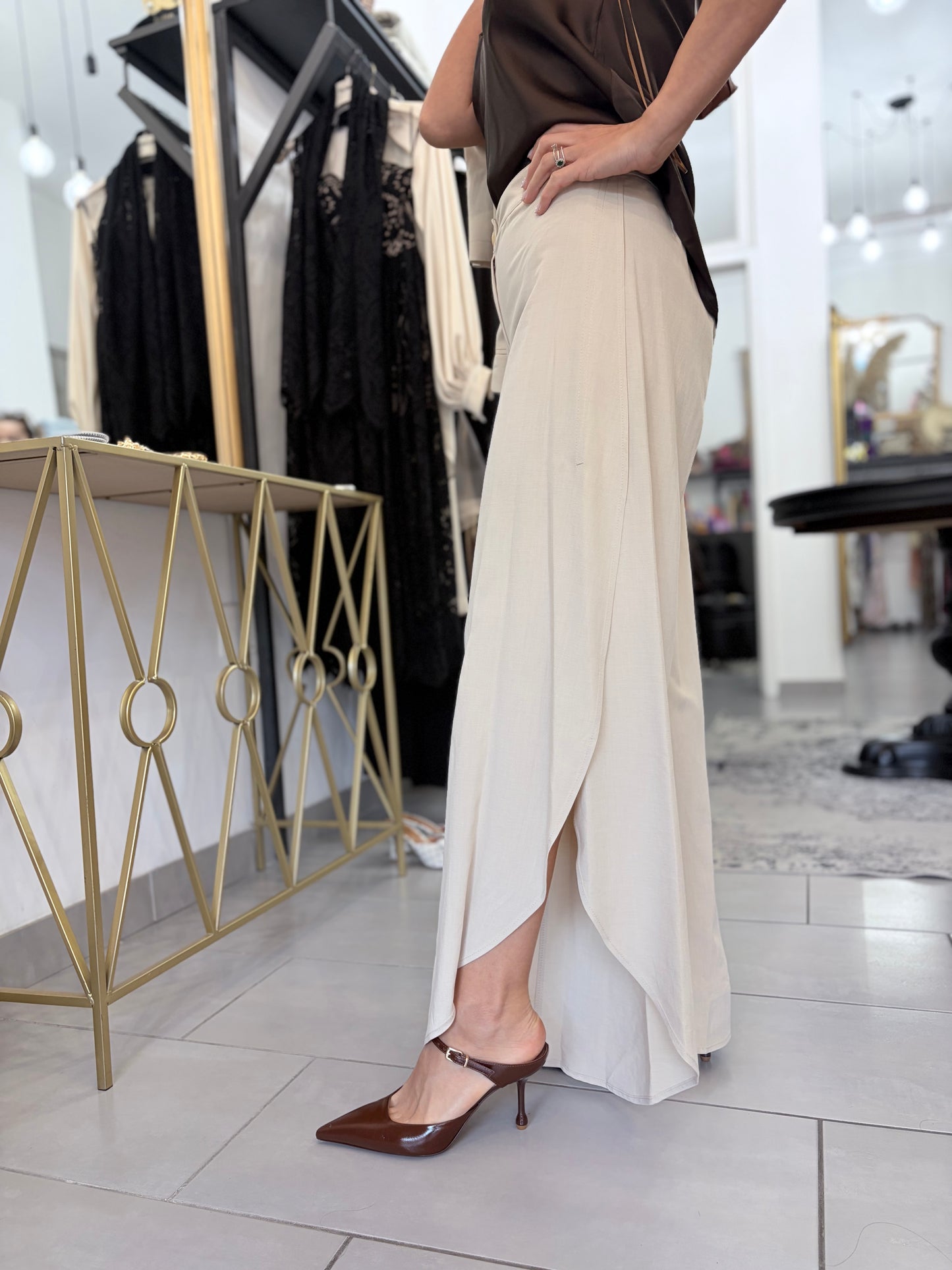 Pantalone in lino beige Vicolo