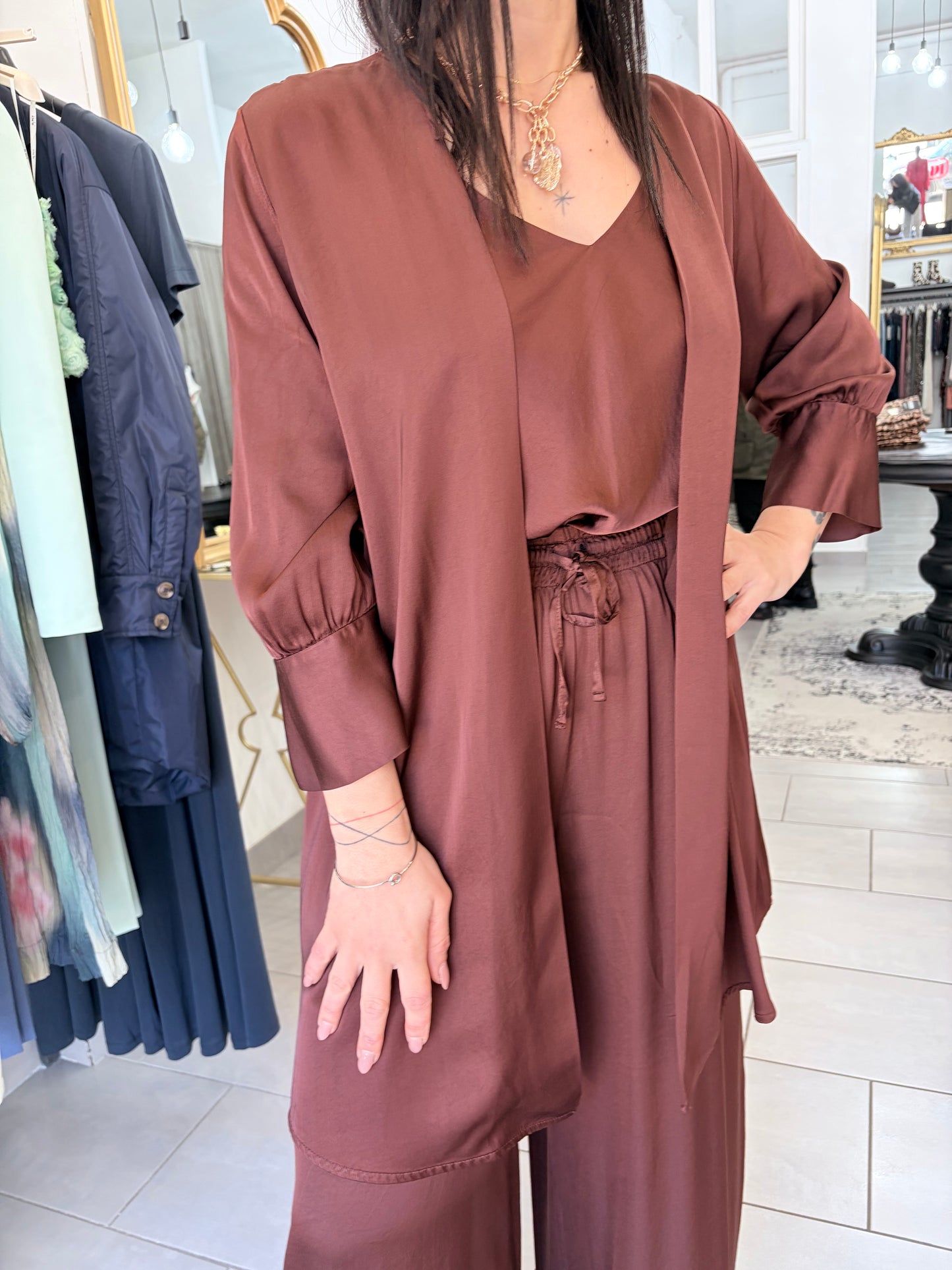 Giacca in satin Dixie cioccolato