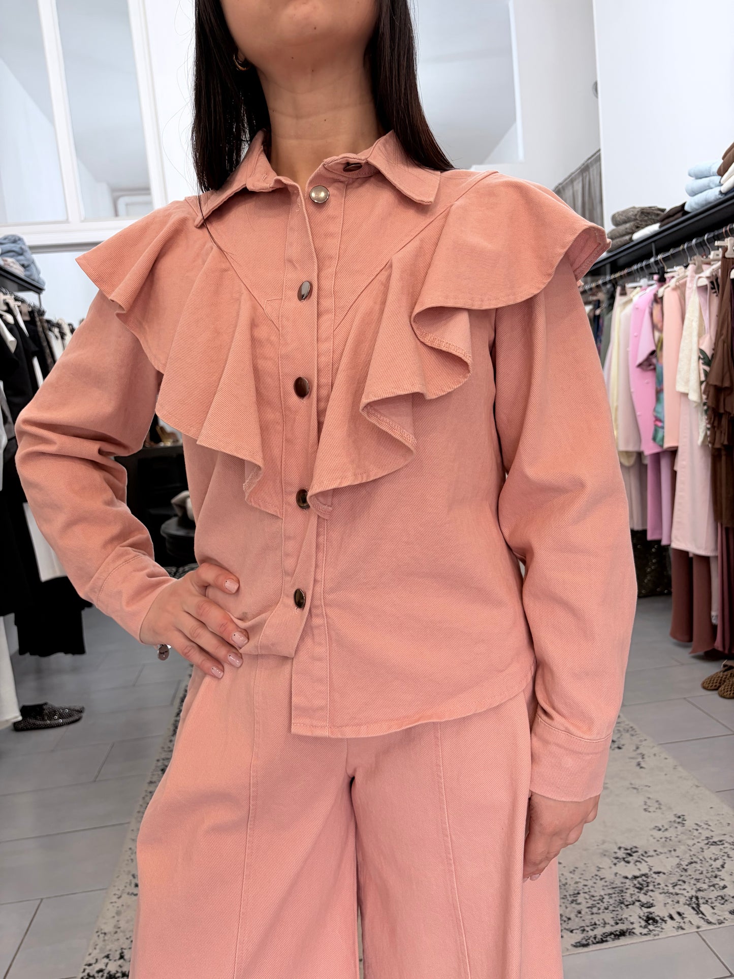 Camicia in jeans con rouge rosa Saiph