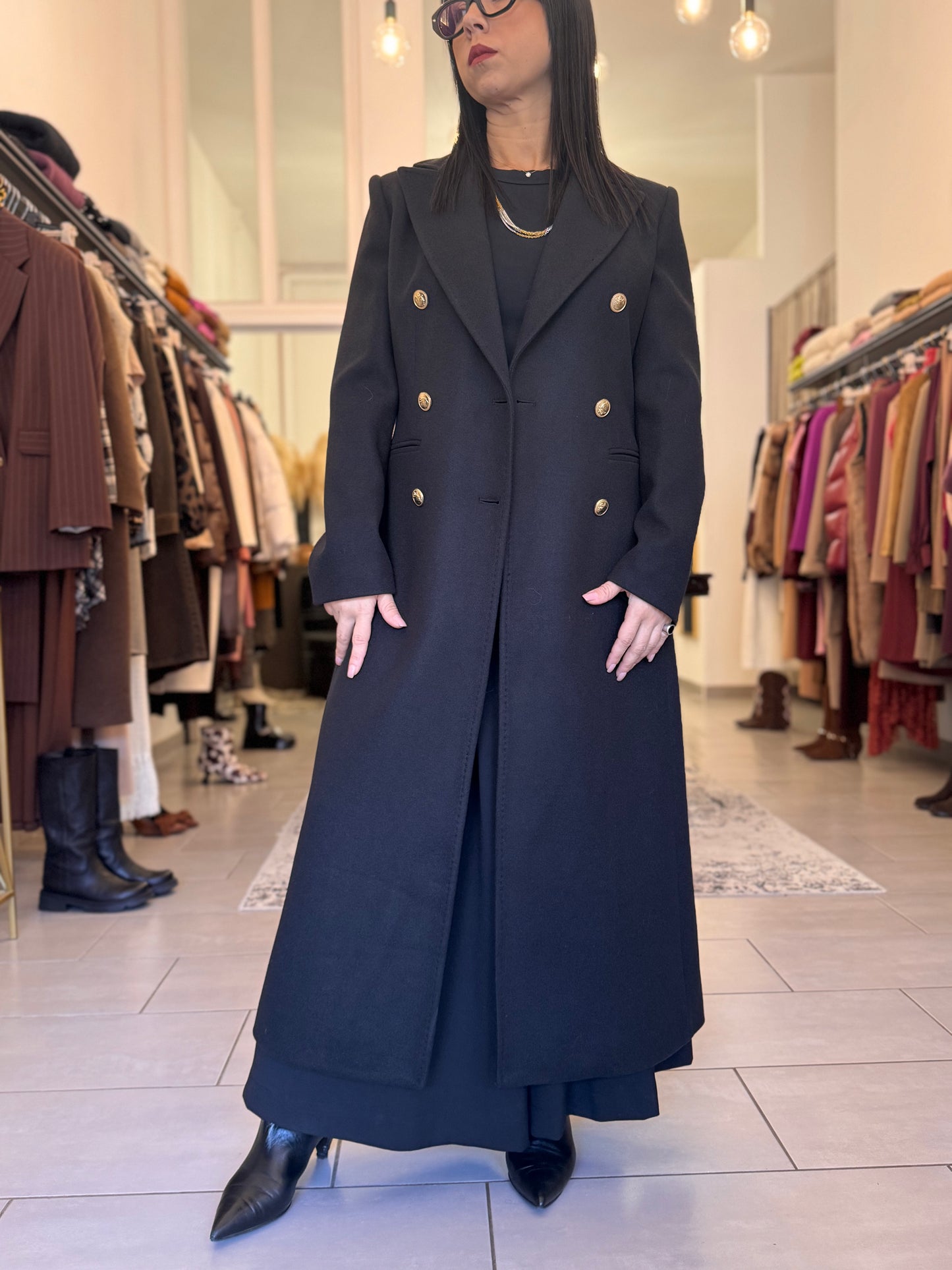 Cappotto nero Silence doppio petto