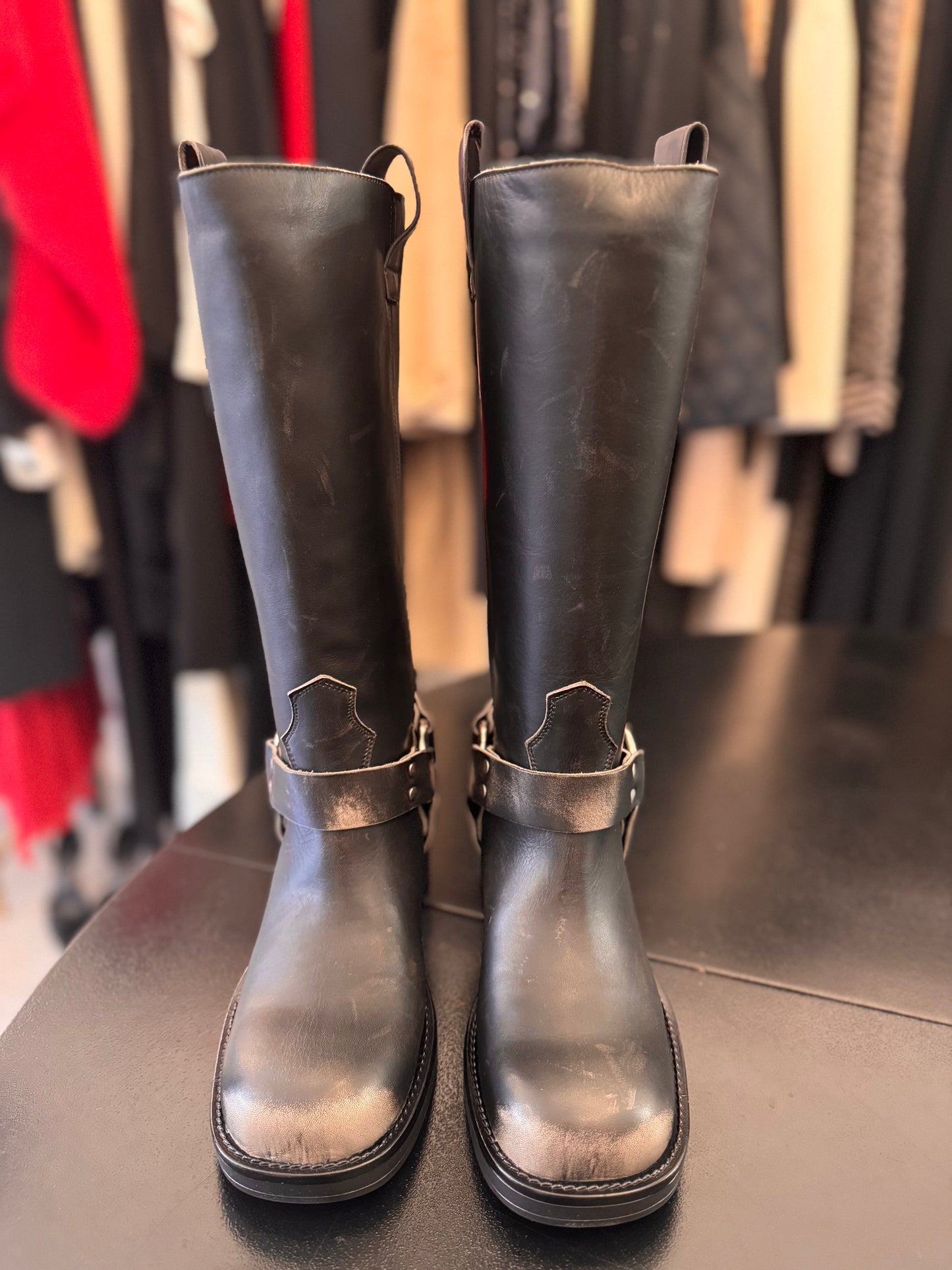 Biker in pelle Ovyè effetto invecchiato