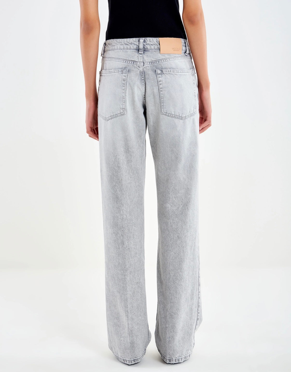 Jeans grigio vicolo gamba dritta vita bassa