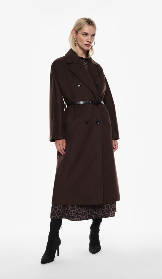 CAPPOTTO LUNGO CON DOPPIA ABBOTTONATURA MORO