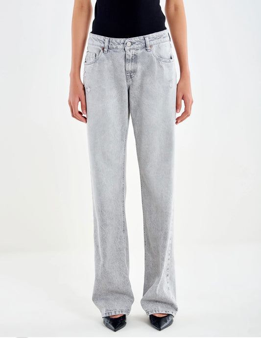 Jeans grigio vicolo gamba dritta vita bassa