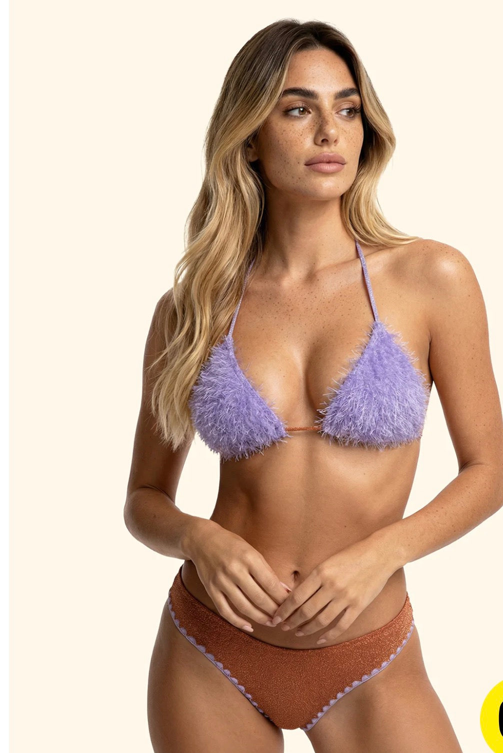 Bikini donna F**k triangolo con slip culotte fissa arancione