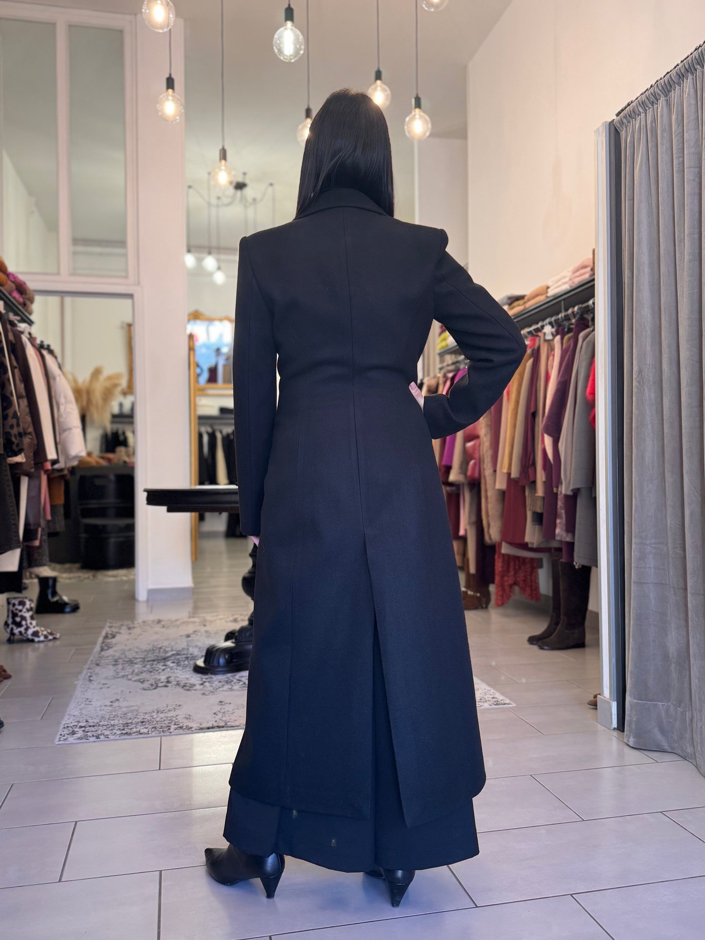 Cappotto nero Silence doppio petto