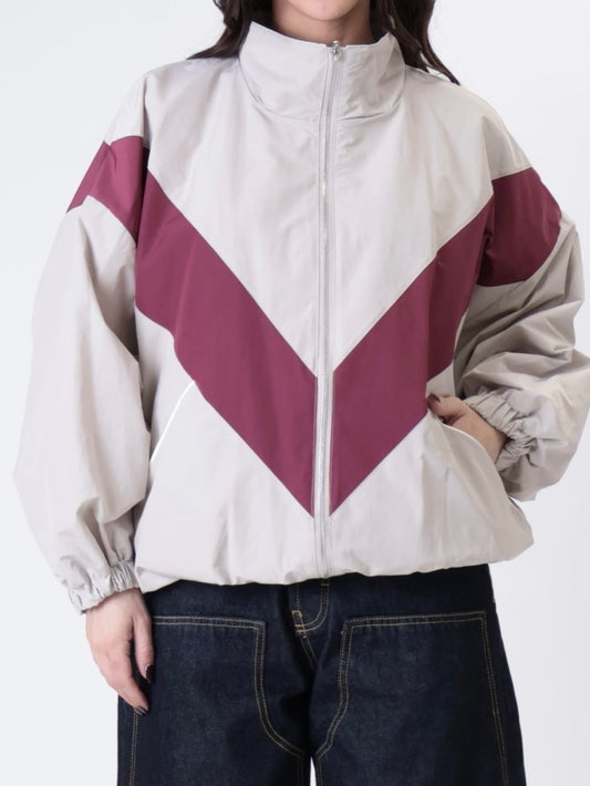 Haveone-Bomber bicolore con zip - burro bordeaux