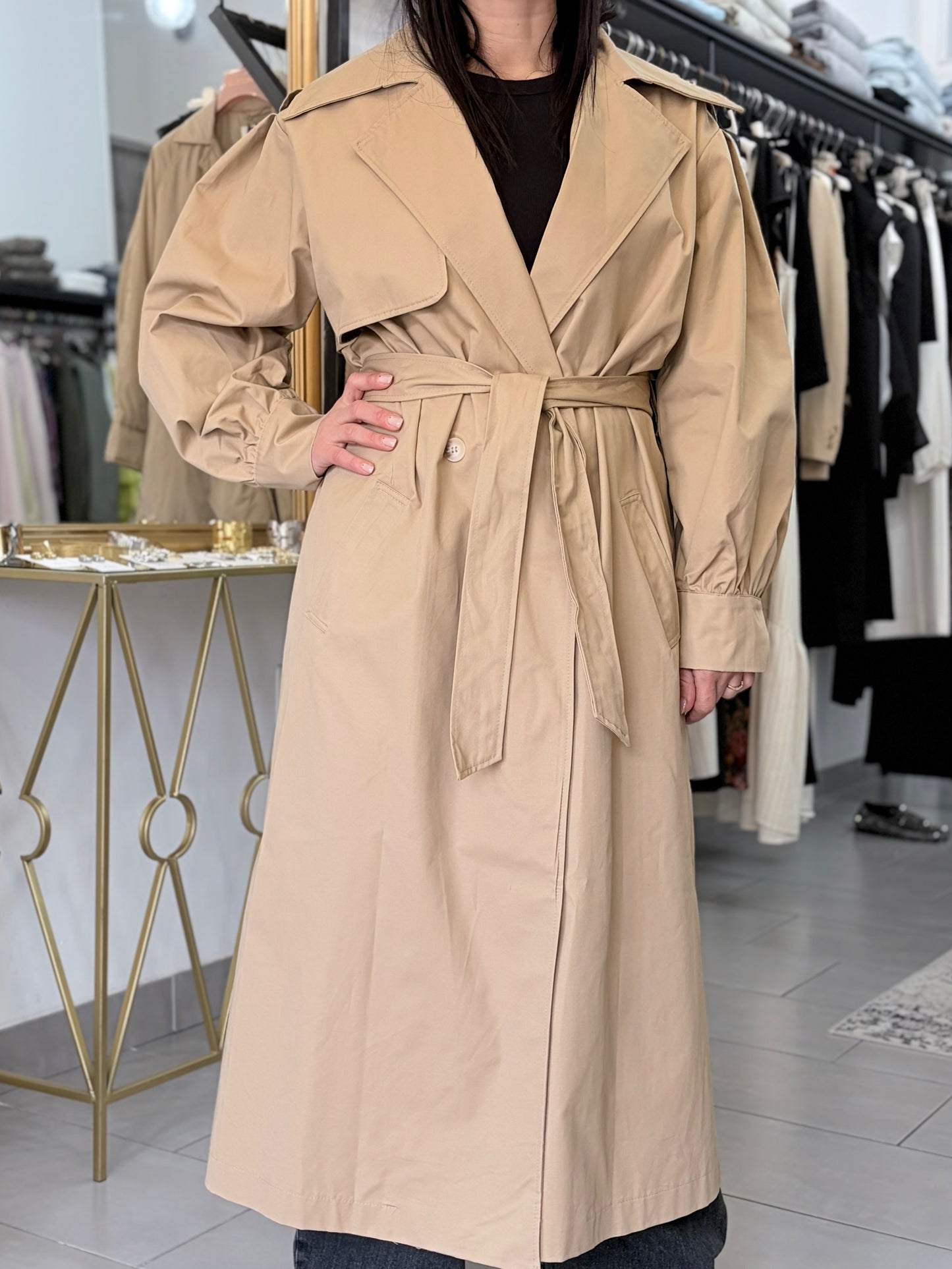 Trench in cotone beige