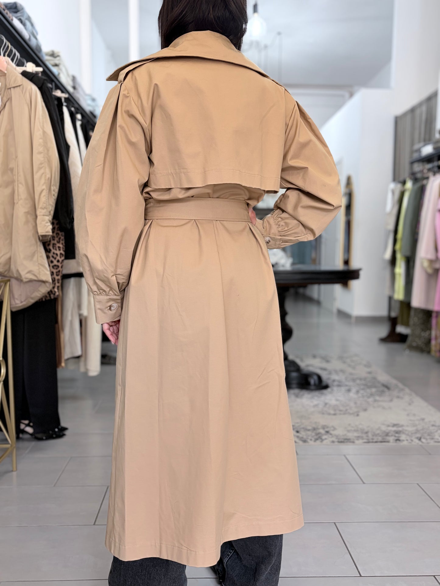 Trench in cotone beige