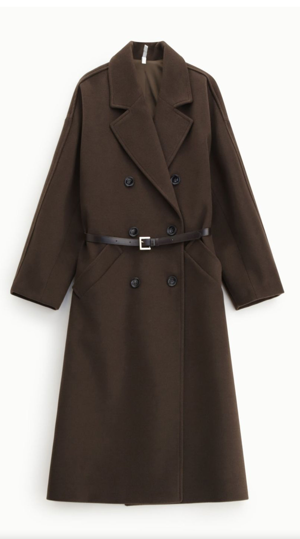 CAPPOTTO LUNGO CON DOPPIA ABBOTTONATURA MORO