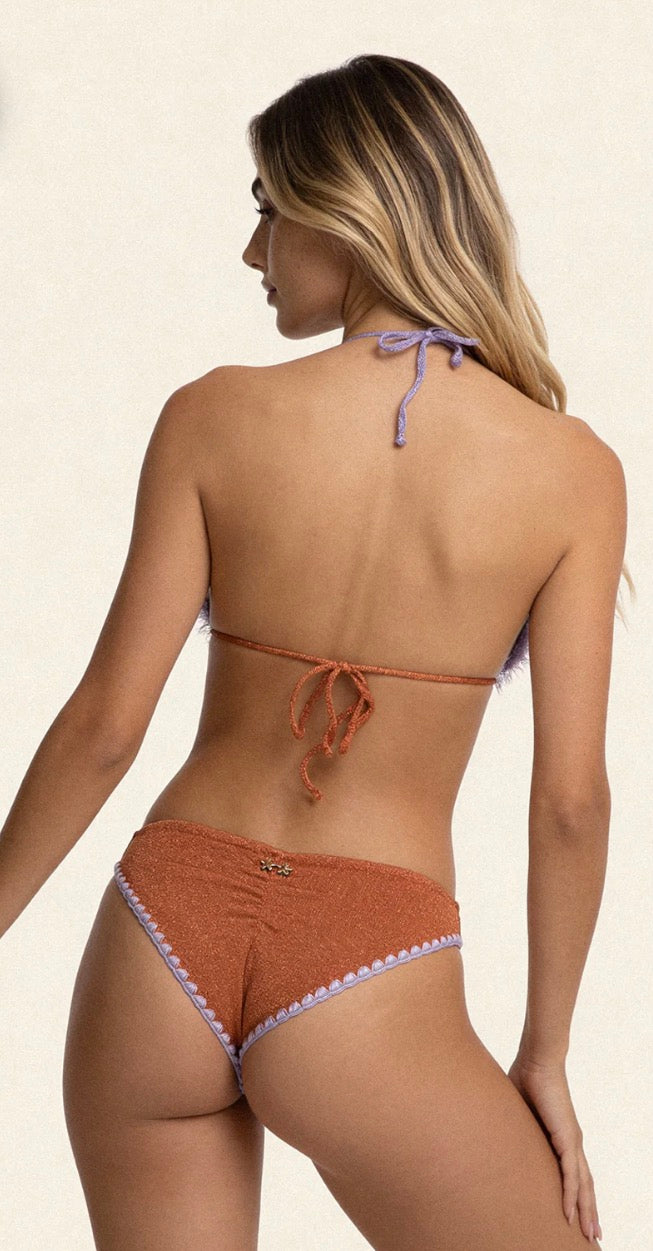 Bikini donna F**k triangolo con slip culotte fissa arancione