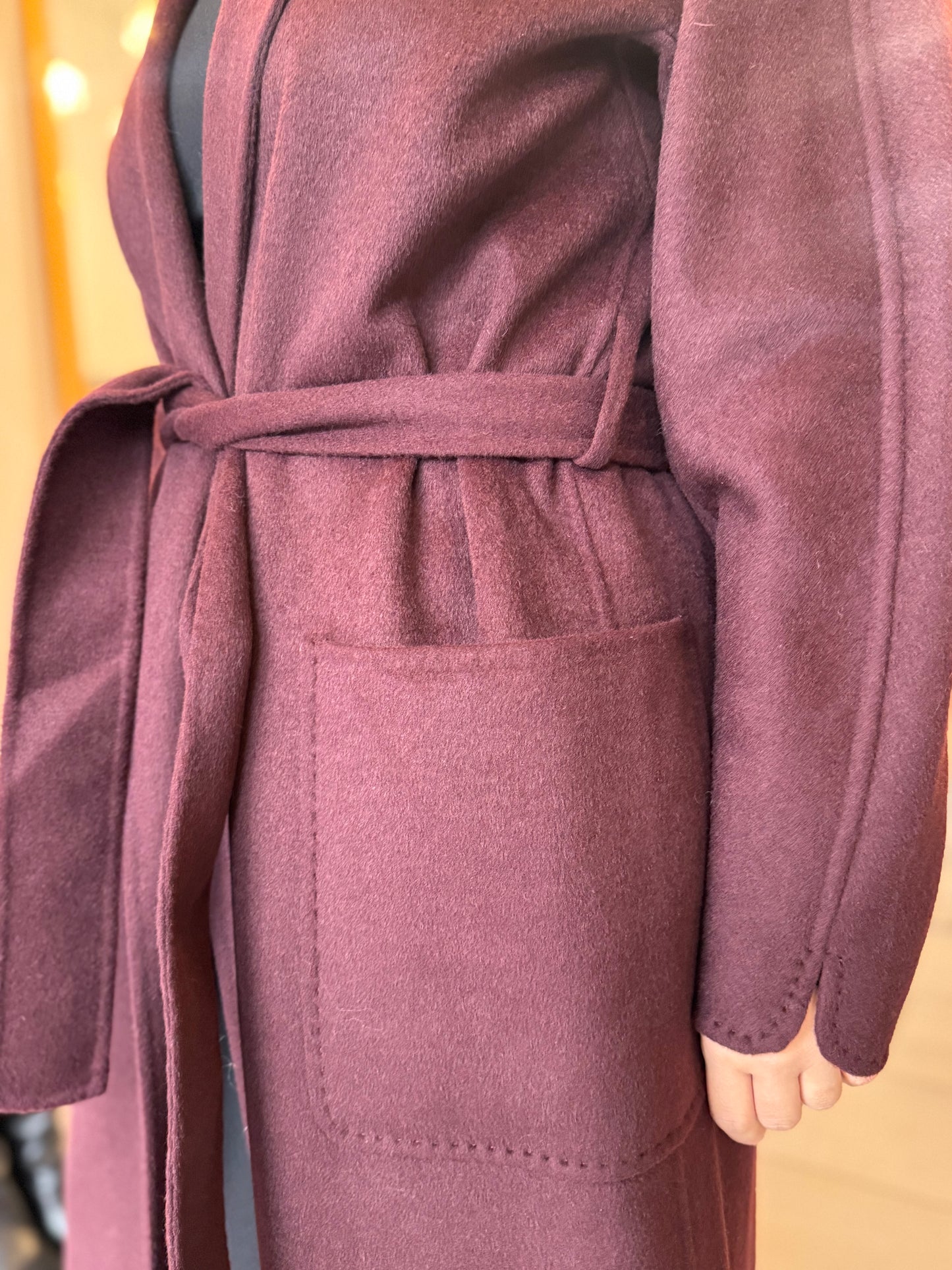 Cappotto lungo sciallato in misto lama Vicolo bordeaux