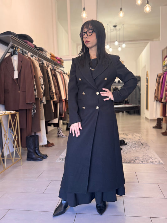 Cappotto nero Silence doppio petto