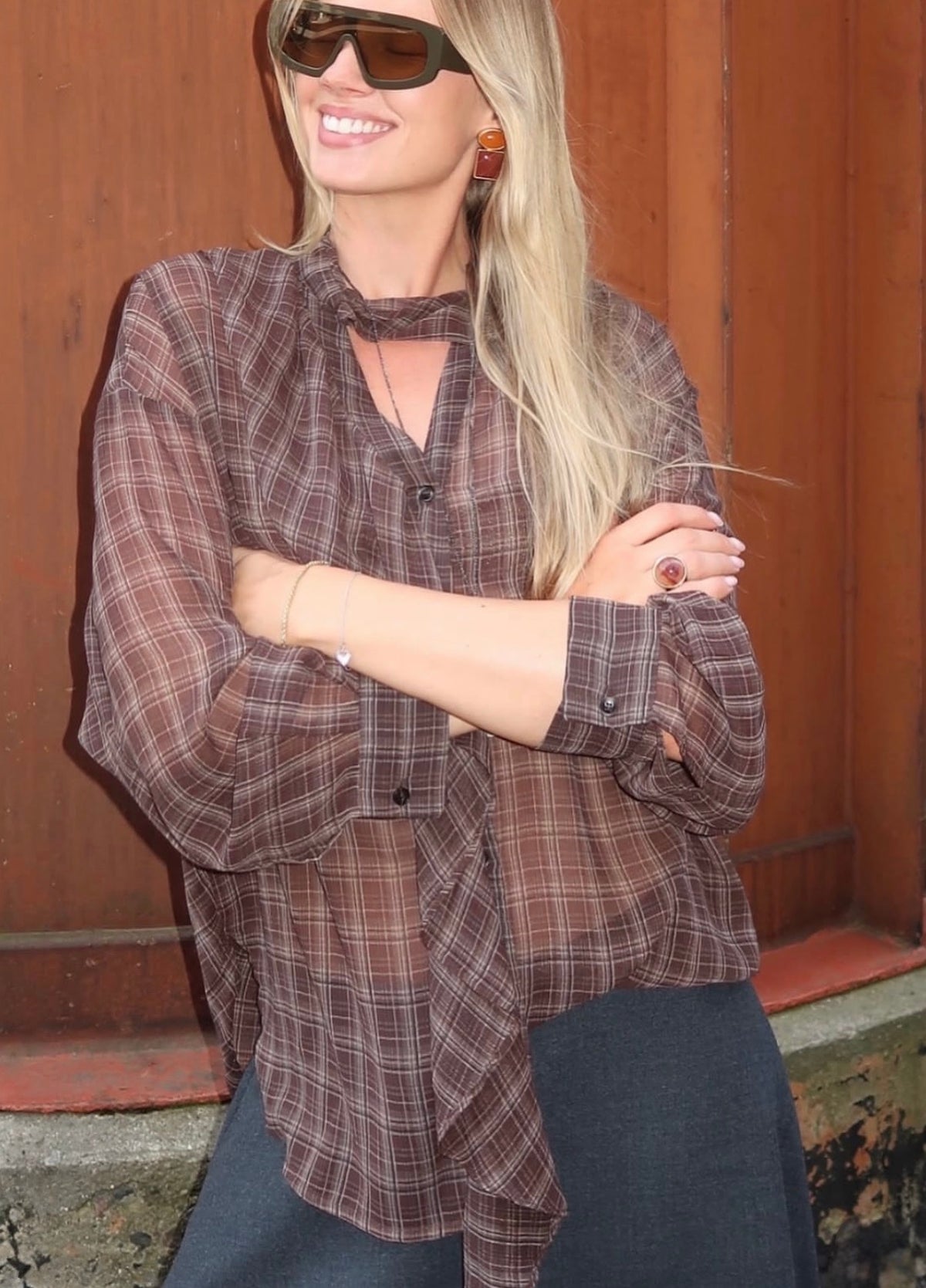 Camicia a quadri semitrasparente