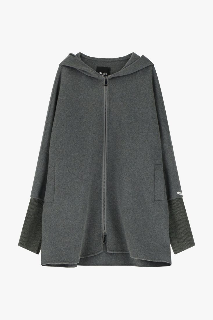 Cappotto oversize cappuccio e zip