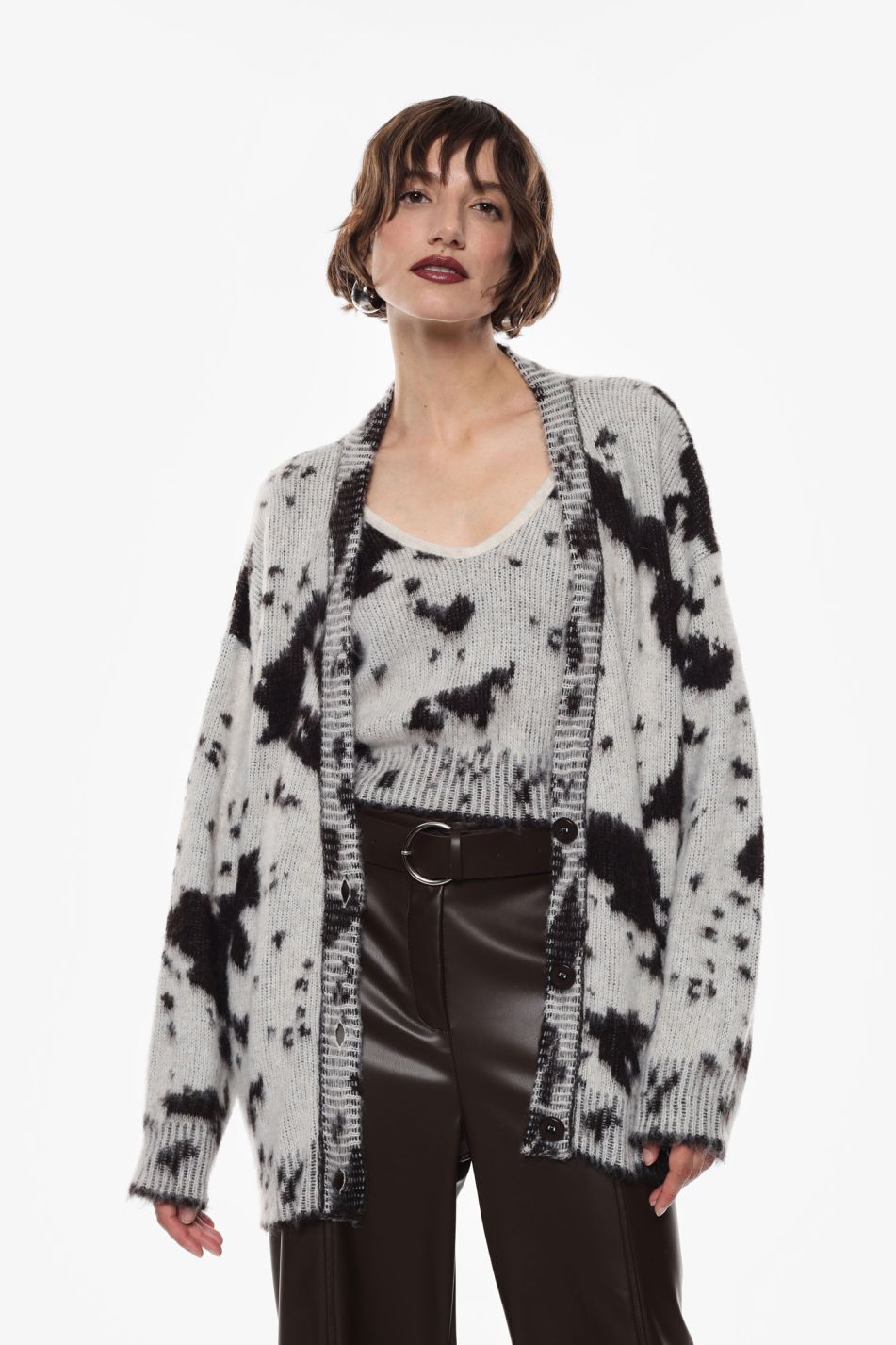 CARDIGAN IN MAGLIA CON STAMPA