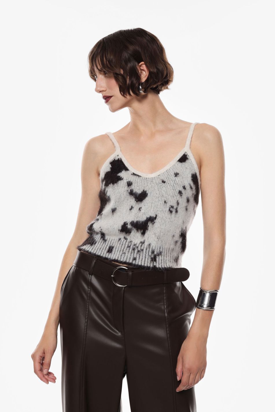 Top con spalline e stampa