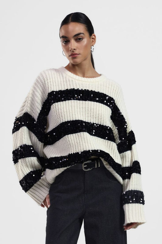 Maglione a righe con paillettes brillanti