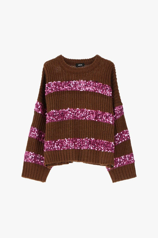 Maglione a righe con paillettes brillanti