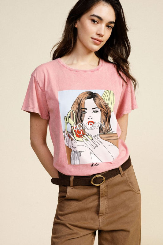 T-shirt stampa grafica con maniche corte