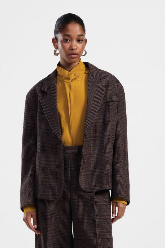 Blazer a quadri con bottoni