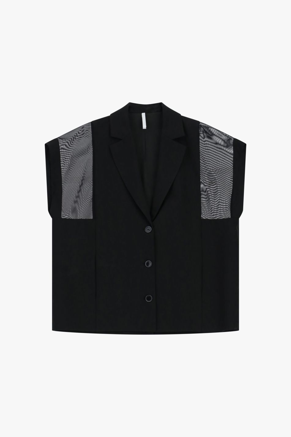 GILET AMPIO CON SPALLE IN RETE E CHIUSURA A BOTTONI