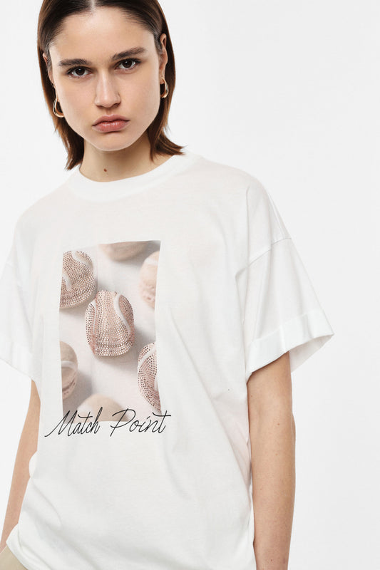 T-SHIRT GIROCOLLO STAMPA MATCH POINT OVERSIZE