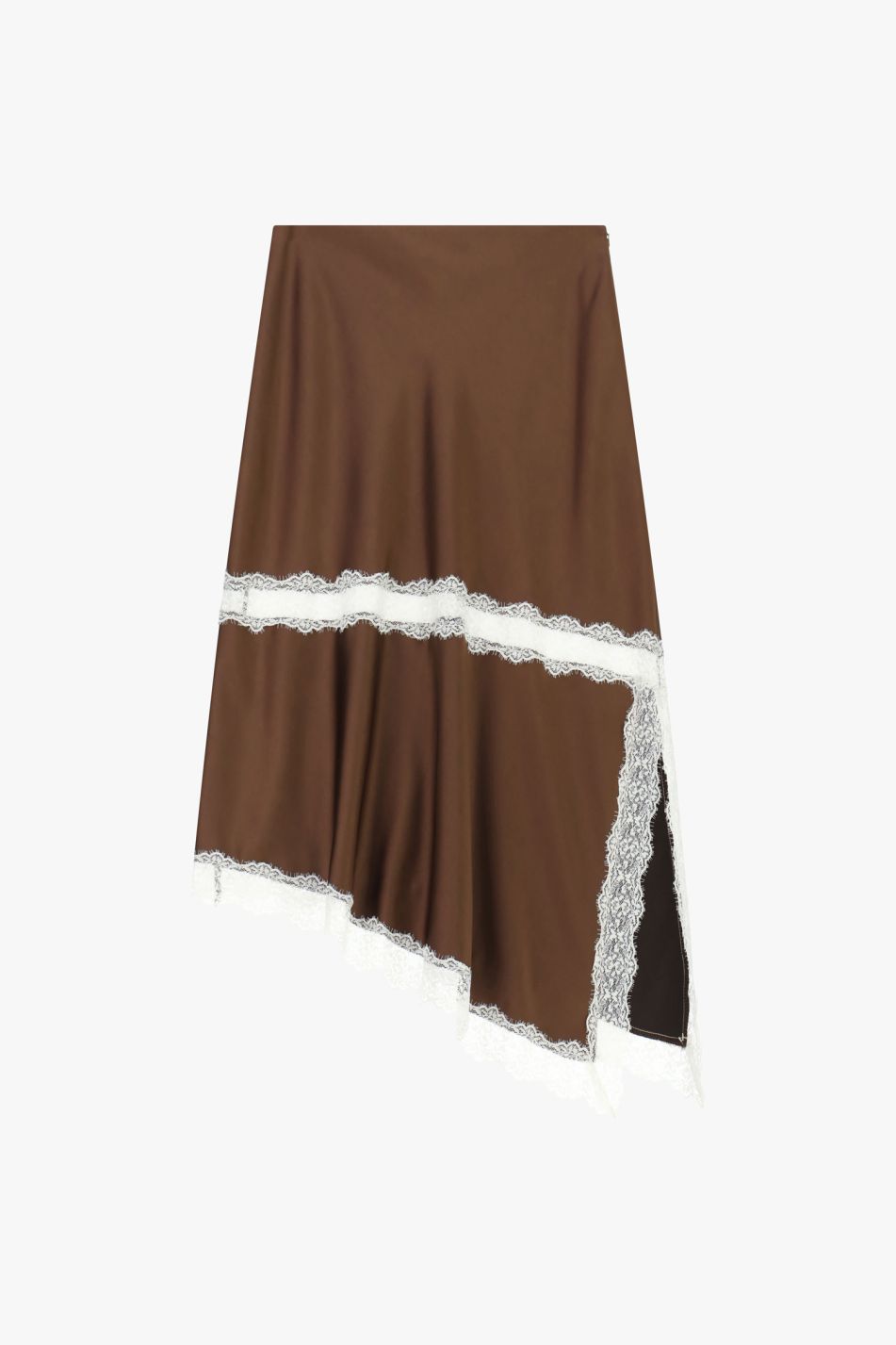 GONNA MIDI ASIMMETRICA CON INSERTI IN PIZZO