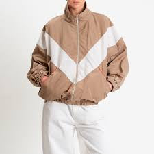 Haveone-Bomber bicolore con zip - cammello/burro