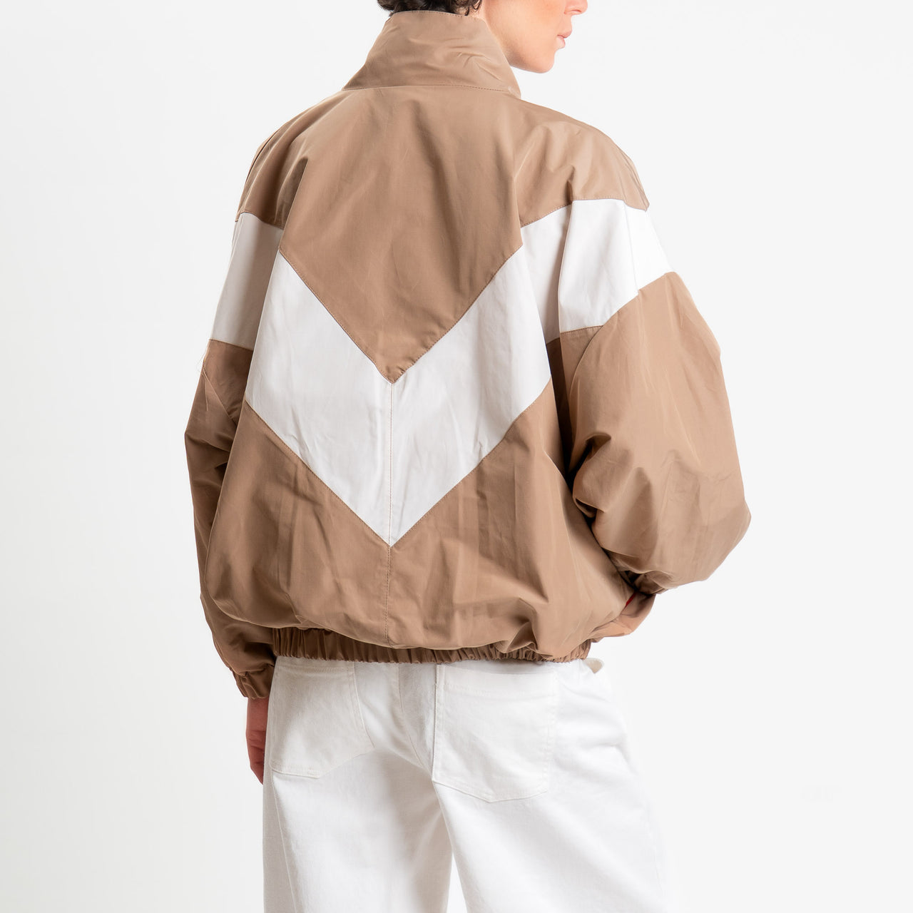Haveone-Bomber bicolore con zip - cammello/burro