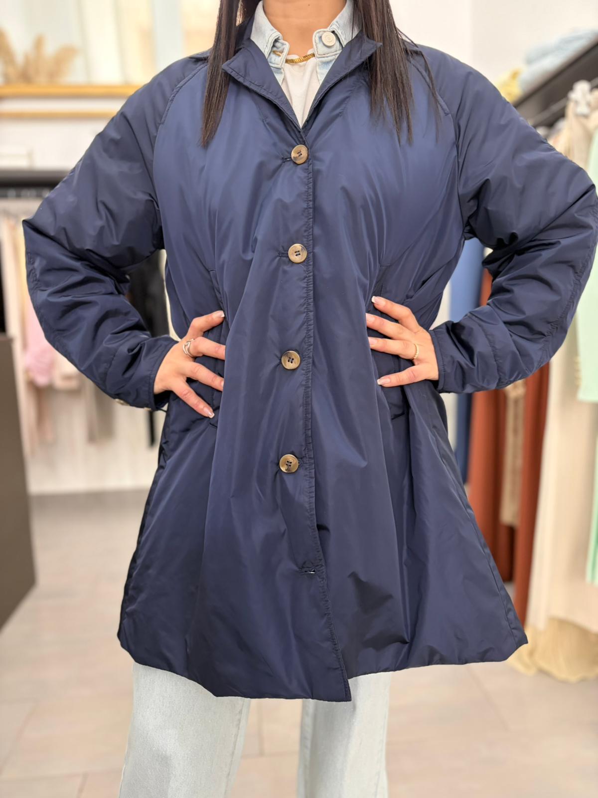 Trench Svasato Imbottito Vicolo blu